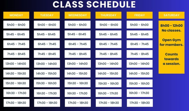 Wings Elite Fitness Class Schedule